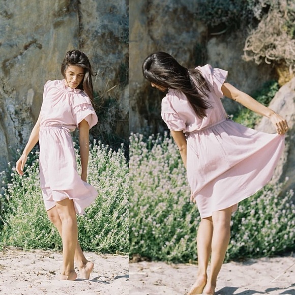 Damaris Bailey Gianna Dress Knee-Length Flutter Wedding Dusty Rose XS EUC - Picture 1 of 6